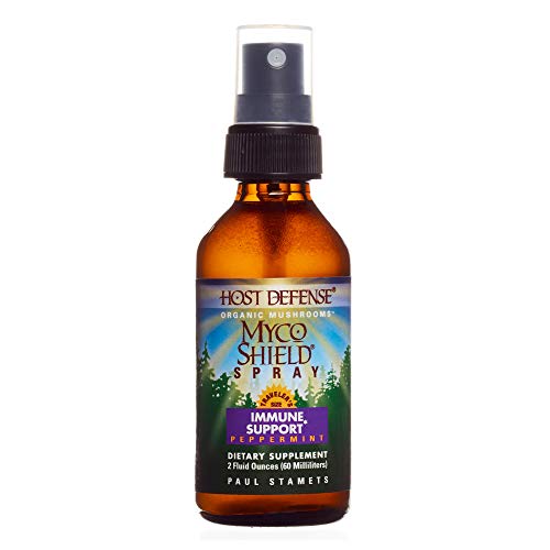 Host Defense - MycoShield Multi Mushroom Spray Peppermint, Daily Immune Support with Agarikon, Turkey Tails, and Reishi, Non-GMO, Vegan, Organic, 142 Servings (2 Ounces)