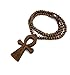 Crescendo SJ INC New ANKH Cross Wood Pendant 6mm/36 Wood Bead Chain Hip Hop Necklace XJ217BR