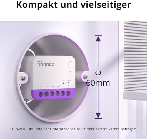 Matter Interruttore Tapparelle Intelligente MINI-RBS, Wi-Fi 2,4GHz, Dim. Ridotte, Controllo Percentuale, Compat. Alexa/Google Home/HomeKit/Home Assistant, Filo Neutro Necessario, Conf. 2