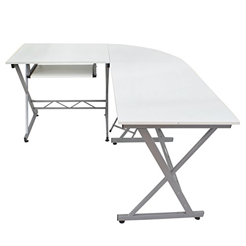 3-Piece L-Shape Corner Computer Office Desk PC Laptop Table Home Workstation White New