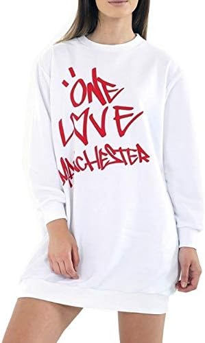Ladies Sweatshirt One Love Manchester Jumper Slogan Two Side Pockets Long Sleeve Celebrity Printed Top