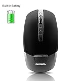 DEGOL 2.4G Wireless Mouse 95% Noiseless Built-in-Battery Rechargeable Mice with USB Receiver Ultra Thin