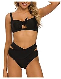 Bikini de dos piezas con diseño de rayas, acolchado y desmontable, para dama