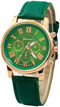 Valentine's Best Gift!!Beisoug Best Women's Geneva Roman Numerals Faux Leather Analog Quartz Watch