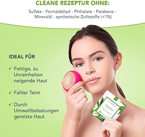 Green Tea UFO-aktivierte Gesichtsmaske für zu Unreinheiten neigende fettige Haut, 3er-Pack, reinigend, antioxidativ, Grüntee- & Ulmus-Extrakt, tierversuchsfrei, kompatibel mit UFO 2 & UFO