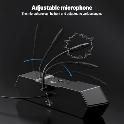 AOC ACS4650 Bocinas para PC, Micrófono Ajustable, Barra de Sonido con Cable USB, Altavoces estéreo con Luces LED, Compatible con Ordenadores, teléfonos móviles, Reproductores MP3 y PSP