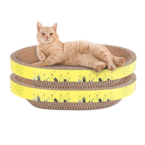 Tinnmao Packs Cat Scratcher Cardboard, Oval Corrugated Scratch