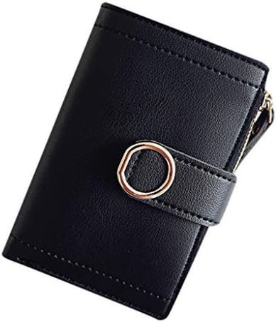 Womens Wallet Purse Short Style Fashion Pure Color Lovely Coin Purse Leather Credit Card Holder Handbag Foldover Zip Wristlet Purse Evening Party Clutches