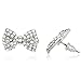 2 Pairs of Silvertone with Clear Iced Out Mini Style Bow Stud Earrings (R-2231)