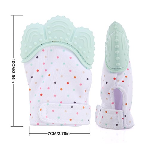 Teething Mitten, Petforu 2pcs Baby Self-soothing Teether Crawling Protective Gloves for Toddlers FDA Approved (Mint Green) - Thumbnail 5