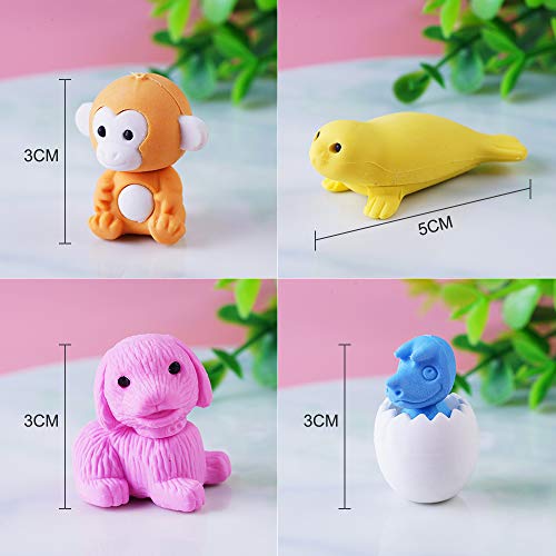 E-UNIONA 40pcs Detachable Assembly Animal Pencil Eraser Set for Classroom Awards, Game Prizes, Children's Puzzle Games and Birthdays ,Weddings Party Gifts.