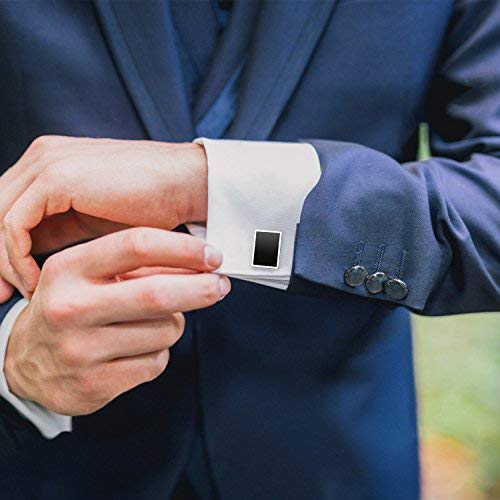UHIBROS Mens Cufflinks Shirt Studs Set Tuxedo Shirt Cuff Links for Men Business Wedding 2 Cufflinks and 6 Studs