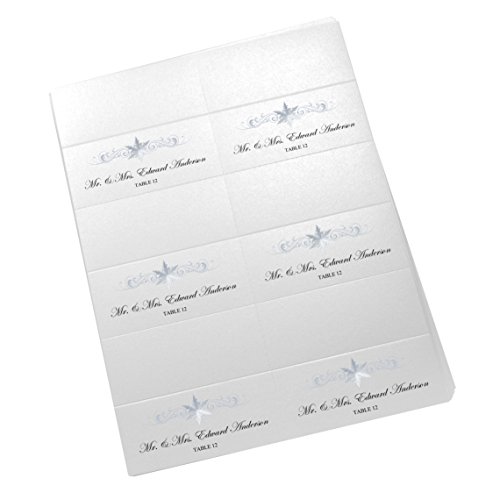 Documents and Designs Christmas and Holiday Snowflake Flourish Easy Print Place Cards (Select Quantity), Pearl White, Set of 50 (9 Sheets)