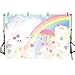 MEHOFOTO 8x6ft Photo Background Cute Newborn Cartoon Rainbow White Cloud Birthday Party Decoration Backdrops Banner for Photography