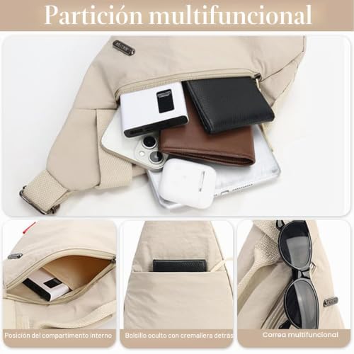 ANPTER Men's Shoulder Bag, Chest Bag, Waist Bag, Waist Bag, Crossbody Bag with Double Pocket, Water Resistant and Handless (Chest Bag)