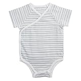 aden + anais Baby Short Sleeve Kimono Body Suit, Grey Stripe, 0-3M