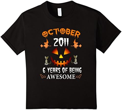 Kids October 2011 - 6th Birthday Funny Halloween Tshirt 6 Black