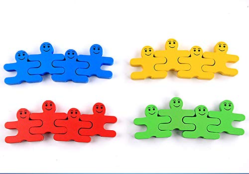 RuoFeng Kids Wooden Building Block Set, Natural Wooden Stacking Game Toys for Kids Children Toddlers Preschool Boys and Girls Learning Educational Toys 4 Color,16 Pieces
