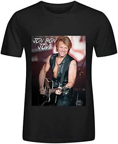 Qirong Jon Bon Jovi Round Neck T Shirt for Mens Black
