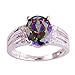 Psiroy 925 Sterling Silver Plated Oval Shaped Simulated Rainbow Topaz Ring Size 9