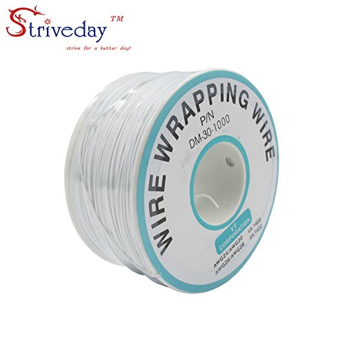 Striveday™ OK Wire Tin Plated Copper 30AWG Wrapping Wire PCB Flying Jumper Wire OK line Cable(250 Meters/ 820ft White)