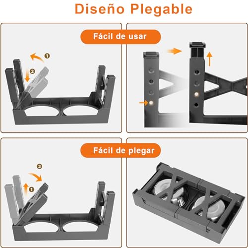 3PCS Comedero para Perro（Stainless steel bowl*2+Plato para Alimentación Lenta*1）, Cuenco Elevado para Perros,Soporte Elevado para Cuencospara Perros y Mascotas pequeños, medianos y Grandes(Negro)