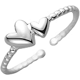 Dtja Heart Twisted 925 Sterling Silver Ring for Women Love Statement Adjustable Open Wrap Finger Rings Comfort Fit Fashion Cute Simple Jewelry Christmas Valentine Birthday