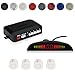 EKYLIN Car Auto Vehicle Reverse Backup Radar System with 4 Parking Sensors Distance Detection + LED Distance Display + Sound Warning (White Color)