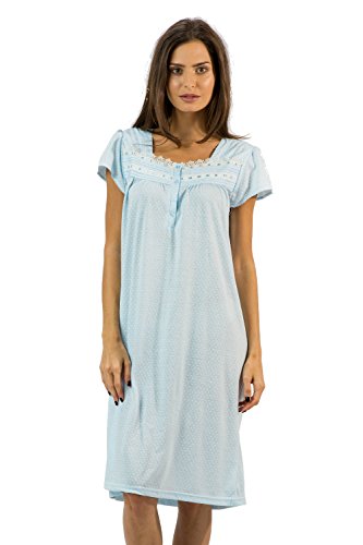 Casual Nights Women's Polka Dot Lace Short Sleeve Nightgown - Light Blue - XX-Large