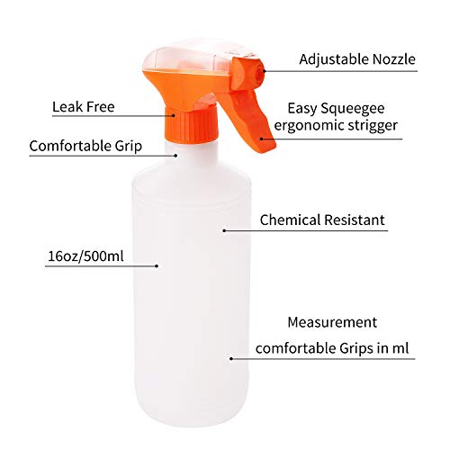 Plastic Spray Bottles, 16 oz Empty Spray Bottles for Cleaning Solutions