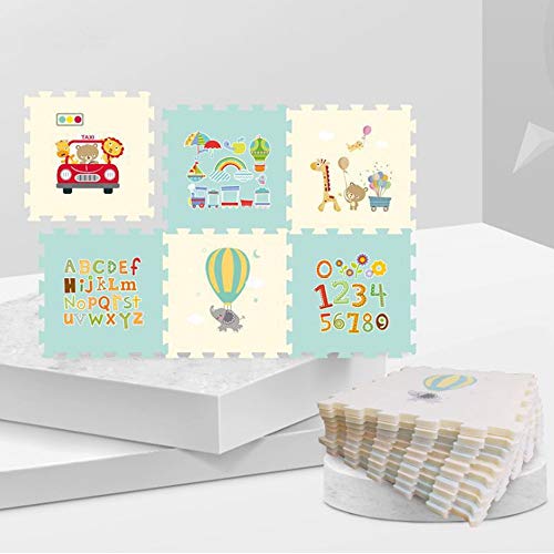 Thicken Baby Activity Gym and Play Mat, Extra Large Foldble Crawling Playmat Floor Mat, 9Pcs Exercise Mat Solid Foam EVA Play Mat Skidproof Soft Cushioned Floor Mat Kids Puzzle Toy Gift (Multicolor)