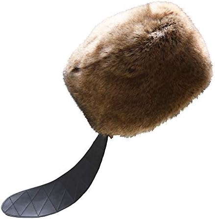 RUR Winter Men Faux Fur Russian Cossack Style Hat Winter Wrap Hat with Leather Tail