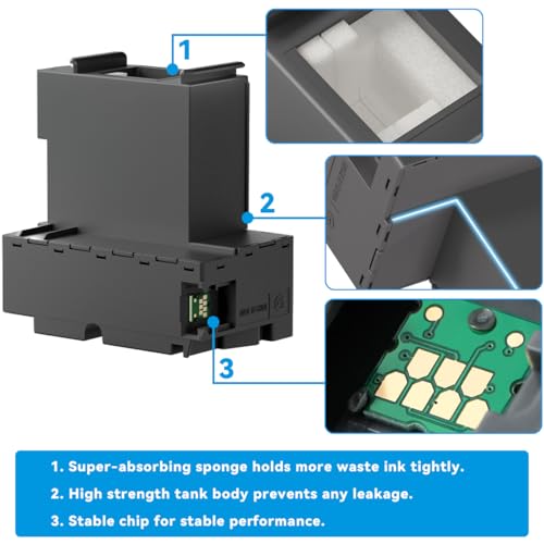Poschink T04D1 T04D100 Ink Maintenance Box for ET-15000 ET-3750 ET-3760 WF-2860 ET-4760 ET-3850 ET-4850 XP-5100 ET-3710 ET-5150 ET-3830 ET-M1000 ST-3000 ET-M2170 Printers TO4D1/TO4D100/EWMB2/04D1
