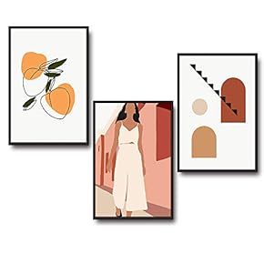 3 Piece Framed Canvas Wall Art for Living Room, Bedroom Mattis and Brutalist Canvas Prints for Modern Home Decoration Ready to Hang - 16"x24"x3 Panels