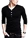Neonysweets Mens Long Sleeve Henley Shirts 2 Packs Black Grey Size L
