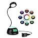 iCKER Desk Lamp for Bedrooms, Alarm Clock with USB Charger Port, 7-Color Changing Night Light for Kid's Rooms