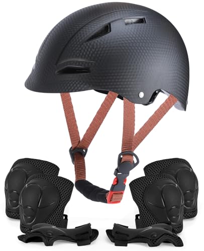 ROXX CRASEN Kids Bike Helmet, Toddler Helmet with Knee Elbow Wrist Pads Guards, for Ages 2-3-5-8-14,Bicycle Cycling Skate Skateboard Rollerblading Scooter