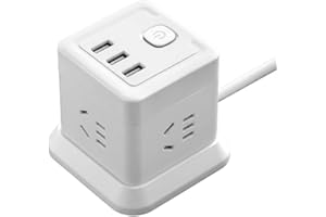 Desktop Power Extension Socket with 3 USB Slots and 4 AC Outlets Compact Portable Power Strip