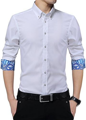 CongYee Men New Fashion Dress Easy Ironing Shirts The Groom Shirts Asian Size M White