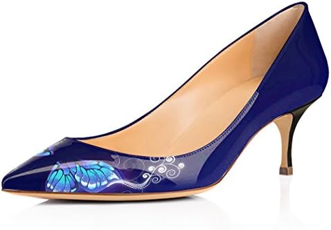 YCG Women's Low Heels Pumps World Map Printing Slip on Shoes