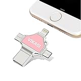 VIKASI USB Flash Drive 32GB, Thumb Drive USB 3.0 Memory Stick for iPhone 8/X iPad iPod iOS Android PC New MacBook,with Extended Lightning USB Type c Pen Jump Drive Adapter(4 IN1)