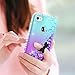 iPhone 4S Case with Tempered Glass Screen Protector [2 Pack] for Girls Women,LeYi Cute Shiny Glitter Moving Quicksand Clear TPU Protective Phone Case Cover for Apple iPhone 4/ 4S/ 4G ZX Teal/Purple