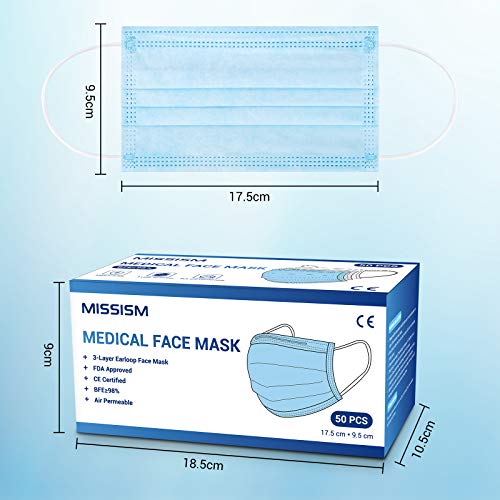 Medical Grade Face Mask, Disposable 3 Layer Breathable Mask, Elastic