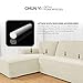 CHUN YI 2 Pieces L-Shaped Left Chaise Jacquard Polyester Stretch Fabric Sectional Sofa Slipcovers Dust-Proof L Shape Corner 2 Seats Sofa Cover Set for Living Room (Cream White)