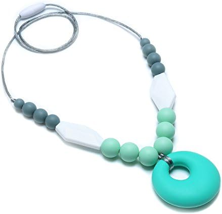Teething Necklace, Nursing Silicone Teething Beads, Stylish Necklace Perfect for Baby Safe Toys and Mom to Wear, Provide Soothing Pain Relief, FDA Approved