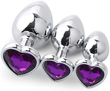 3 Pcs 3 Size Heart Shaped A-n-A l P l u-G s Stainless Steel Metal Waterproof Massager Butt Trainer Toys