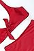 QINSEN Hipsters Sexy Scoop Neck Cropped Top Bandage 2PCS Swimsuit Bikini Sets Red L