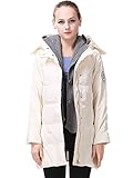 Miya Thickened Hooded Down Jacket For Women Long Overcoat Womens Winter coats, Beige, Medium