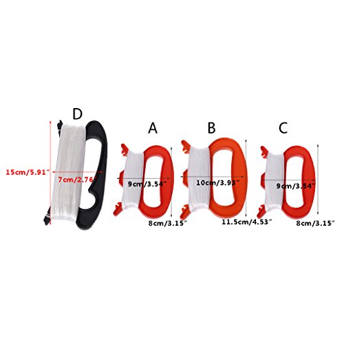 cici store D Shape Kite Reel,Kite Handle with line,Red / Black Kites String Kites Accessories (Red, 30m) - Thumbnail 5