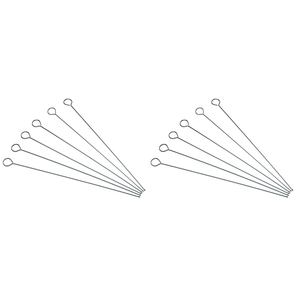 KitchenCraft Kebab Skewers Set, Reusable Grill Kebab Sticks, Stainless Steel, 30 cm (11.8") (Pack of 2)